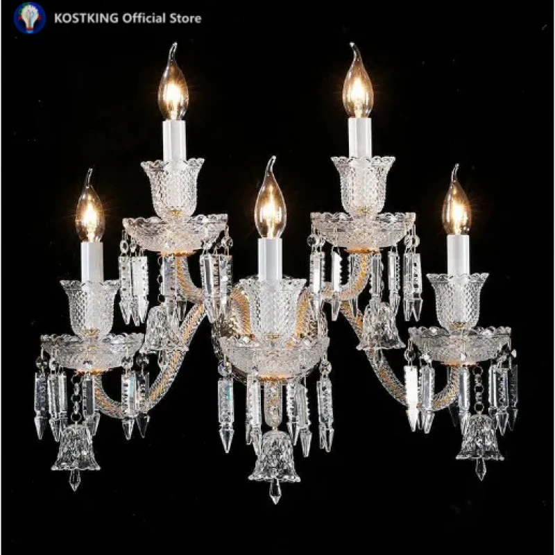 LED Crystal Wall Lamp Interior Decoration Simple Home Bedroom Bedside Lamp Background Wall Aisle Bathroom Living Room Wall Light