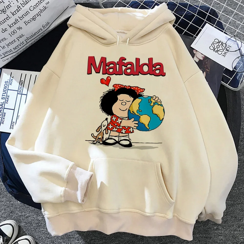 Mafalda hoodies women graphic long sleeve top sweat y2k clothing women streetwear sweatshirts