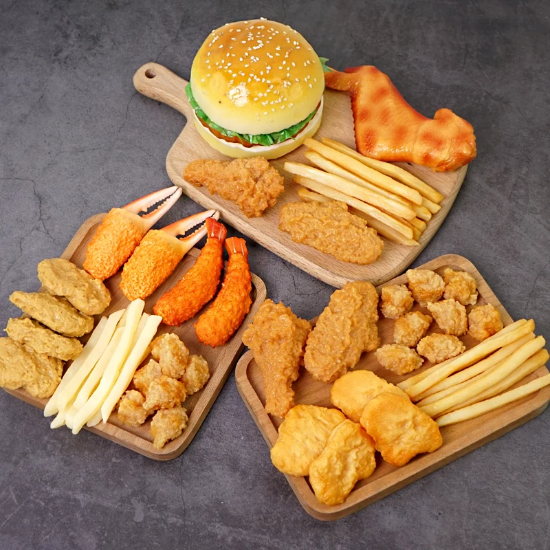 Simulation Food Model, Fried Chicken, Hamburger, French Fries, Chicken Legs, Decoration, Window Decoration Props