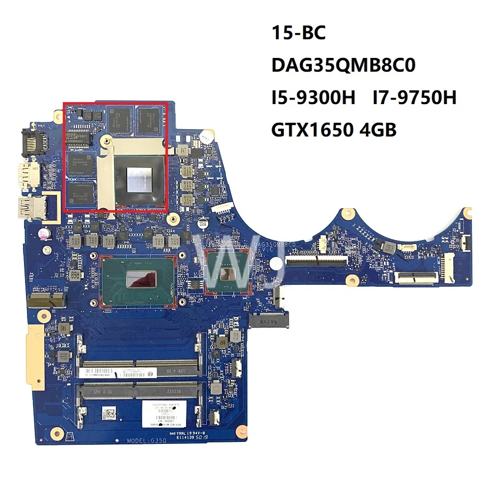 For HP 15-BC DAG35QMB8C0 I5-9300H I7-9750H  GTX1650 4GB L60208-601 L60207-601 Motherboard with100% Tested