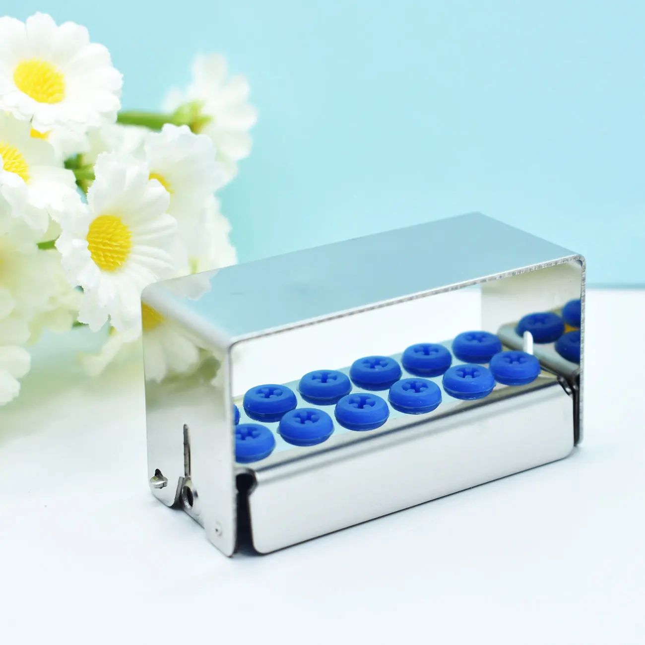 12 Holes Aluminum Dental Burs Holder Sterilizer Case for High/Low Speed Bur Organizer Box Dentist Instrument Sterilizer Case