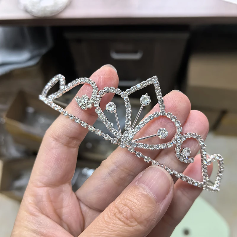 Silver Color Rhinestone Bridal Crown Luxury Crystal Tiara Wedding Queen Princess Headpiece Party Birthday Party Hair Accessories view 3