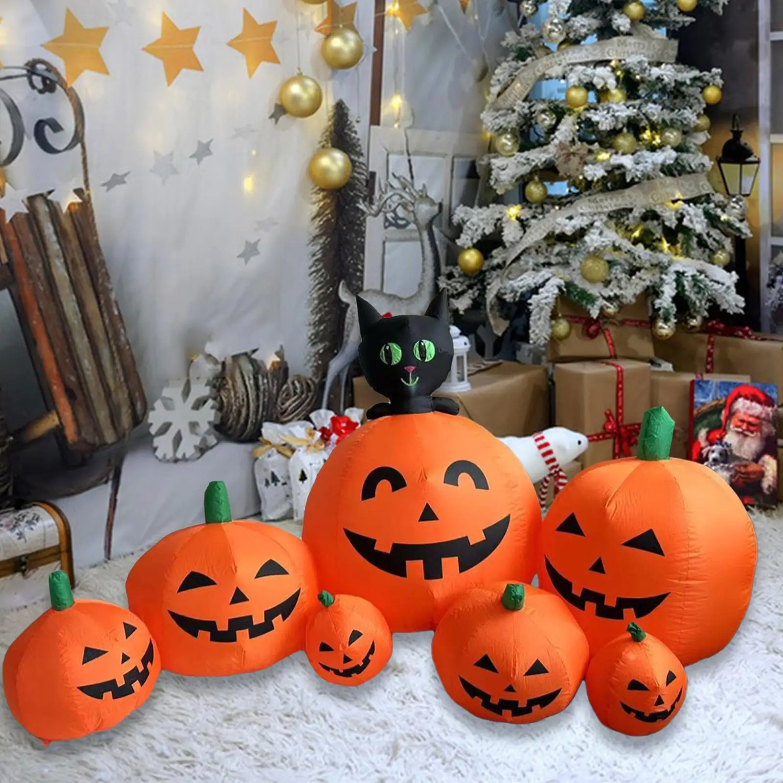 

2.3M Halloween Inflatable Pumpkins Prop EU 220V Adapter Lightweight for Yard Decor Waterproof Stylish Blow up Ornament Adorable