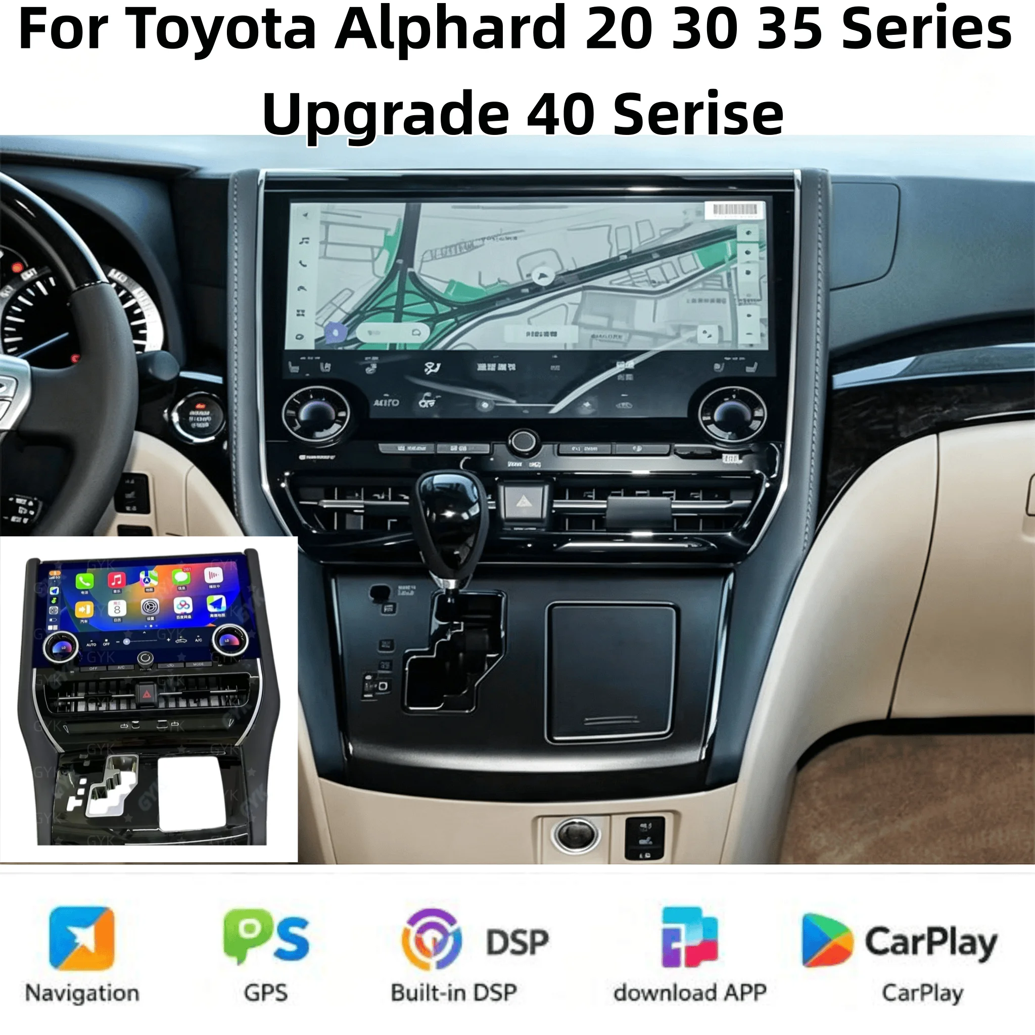 Right Hand Driving For Toyota Alphard 20 30 35 Series Upgrade 40 Serise Android Car Radio Carplay Navigation Touch Screen 4G