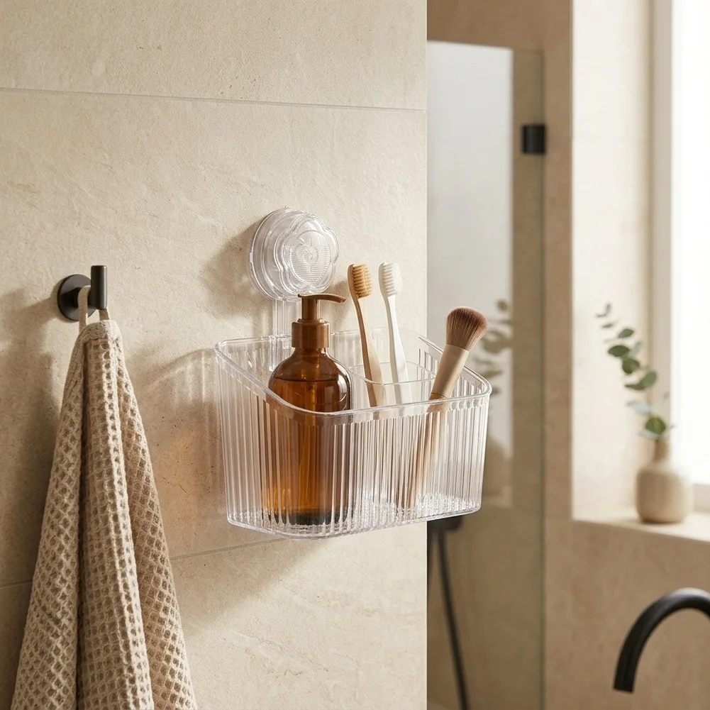 Three Level Shower Shelf Set Optimized for Vertical Space Utilization in Narrow Shower Stalls and Corner Installations