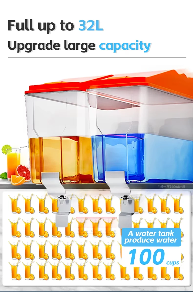 Dispensador de suco congelado elétrico 220v/110v, máquina automática de bebidas com 2 tanques para suco