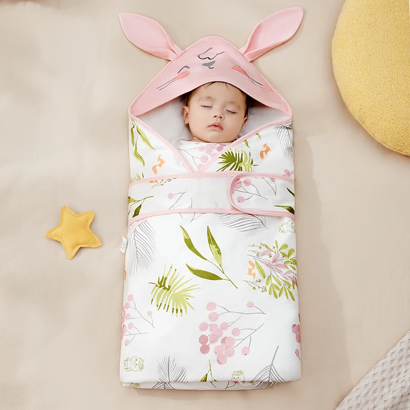 

OUYUN хлопковое стеганое пеленальное одеяло для новорожденных 90x90 см, теплое детское одеяло с термоподкладкой на весну, осень, зиму