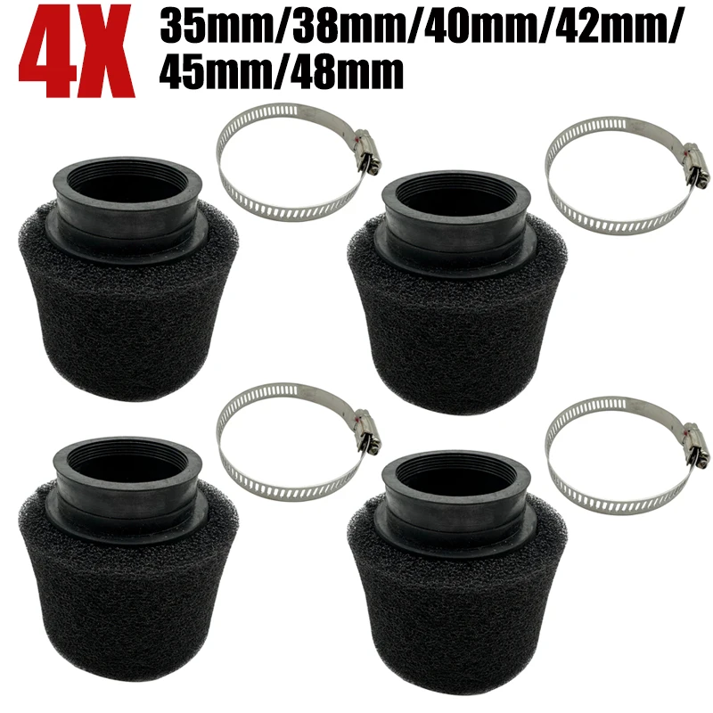 4X Moto Straight Foam Air Filter Sponge Cleaner Clamp-on 35/38-40/42/45/48mm Moped Scooter For 110/125/150/250cc Dirt Pit Bike