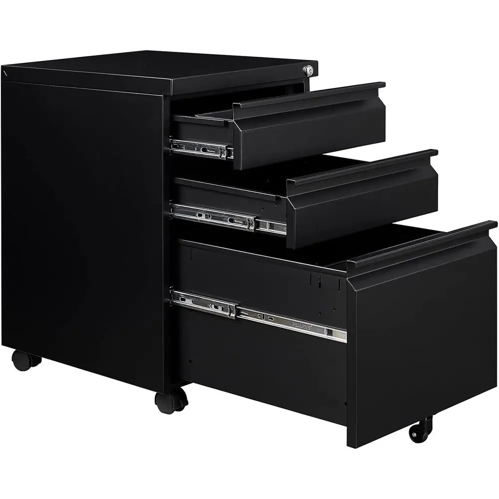 

Under Desk Storage Cabinet with Lock, Organizer for Legal/Letter/A4 Files, Black