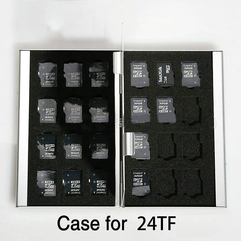 25pcs/lot Silver Aluminum Memory Card Storage Double Layers Case Box Holders For Micro Memory SD Card TF Case (Card not Include)