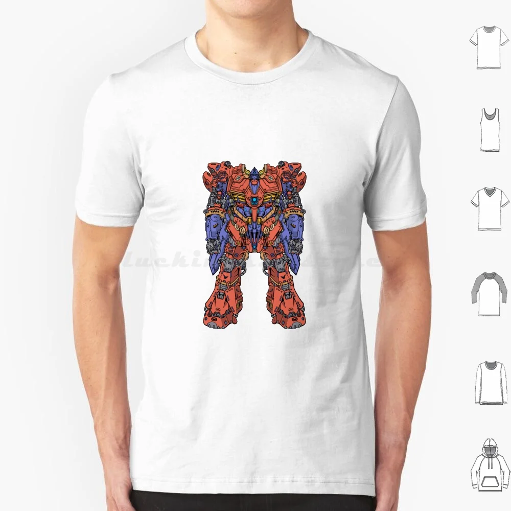 Futuristic Danger Giant Mecha Robot Builded By Head Arm Body Leg Weapon Illustration Premium Vector T Shirt Cotton Men Women