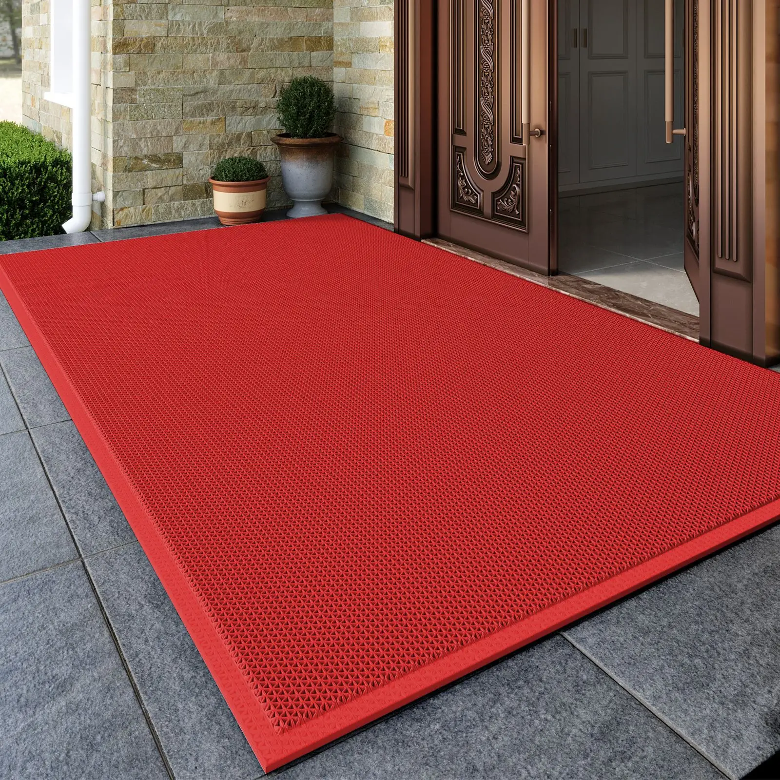 Large Outdoor Entrance Door Mat, Waterproof Non-Slip Welcome Rug, Exterior Dirt Resistant Doorstep Foot Pad For Front Door