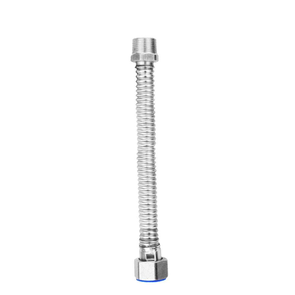 304 Stainless Steel Corrugated Pipe 40cm G1/2 DN15 for Plumbing Fixtures with Threaded Connection and Protective End Cap