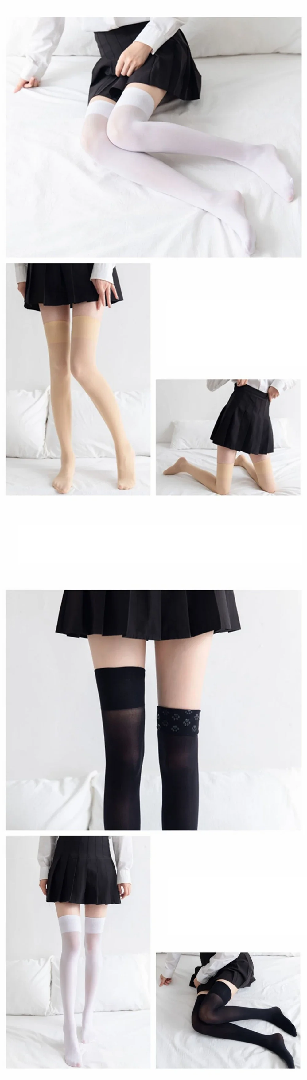 Kompressionsstrümpfe für Damen, kniehohe Socken, sexy Frühlings-Antirutsch-Hohe Socken, lange Strümpfe in Schwarz, Grau, Weiß, Kniestrümpfe – Detail 7