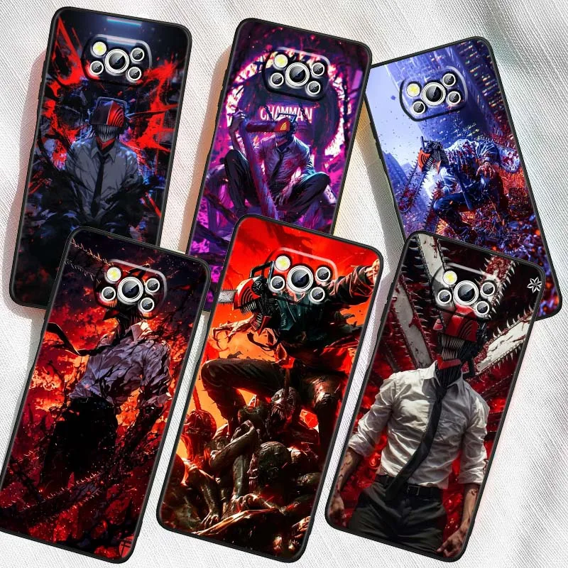 

Chainsaw Man Anime Cool Phone Case For Xiaomi Mi Poco F3 F4 F5 F6 X3 X4 X5 X6 X7 M3 M4 M5s M5 M6 GT Pro 5G Black Cover