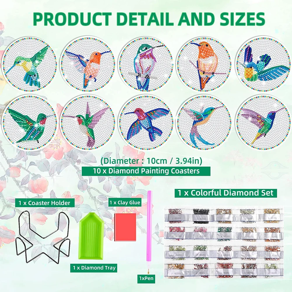 10 قطعة مجموعة الوقايات الطائر الطنان مع حامل القط باو الجمجمة ماندالا الماس الفن الوقايات الاطفال لوازم الحرفية هدية