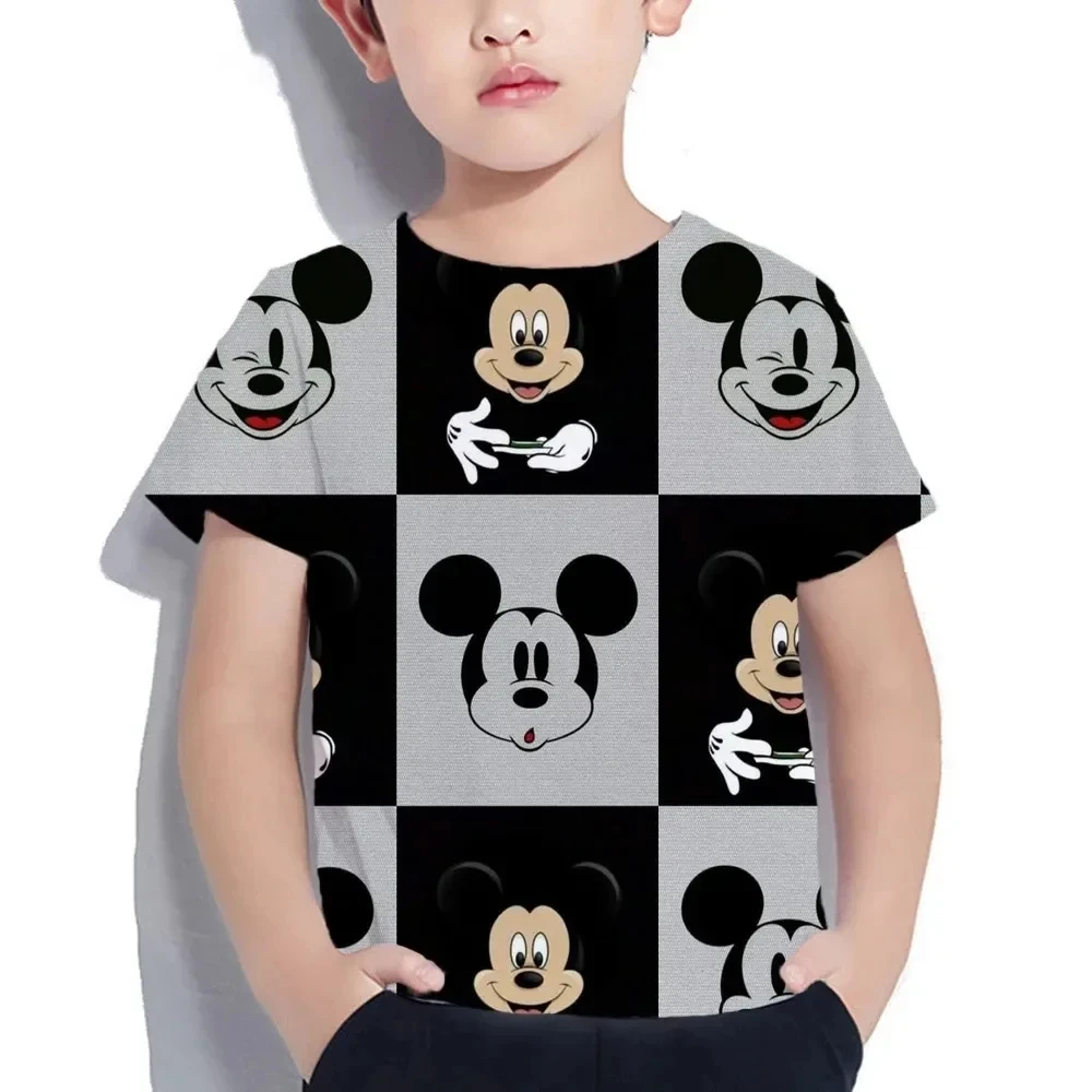 MINISO Mickey Mouse magliette estate Casual manica corta top bambini divertente allentato o-collo ragazzi vestiti per bambini T-shirt stampata in 3D