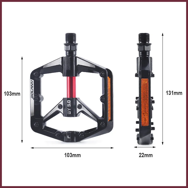 BOLANY Mtb Platform Pedals Bicycle Reflective Aluminum Alloy Mountain Bike Pedal Flat Pedal Dustprood Seal Double Bearing