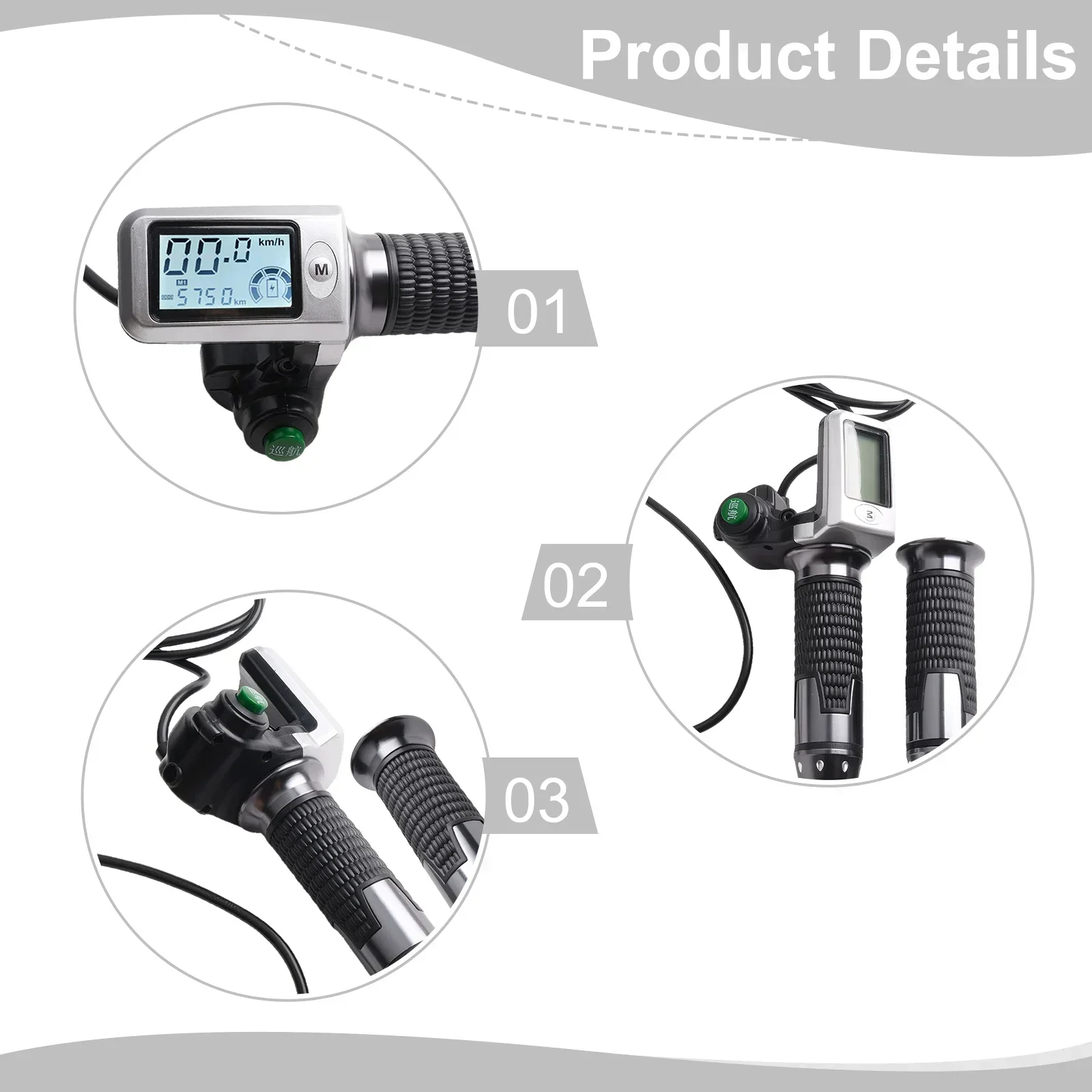 Bicycle Throttle Valve Handle LCD Screen Rotating Throttle Valve Accelerator Key Tapping Suitable For Electric Skateboarding