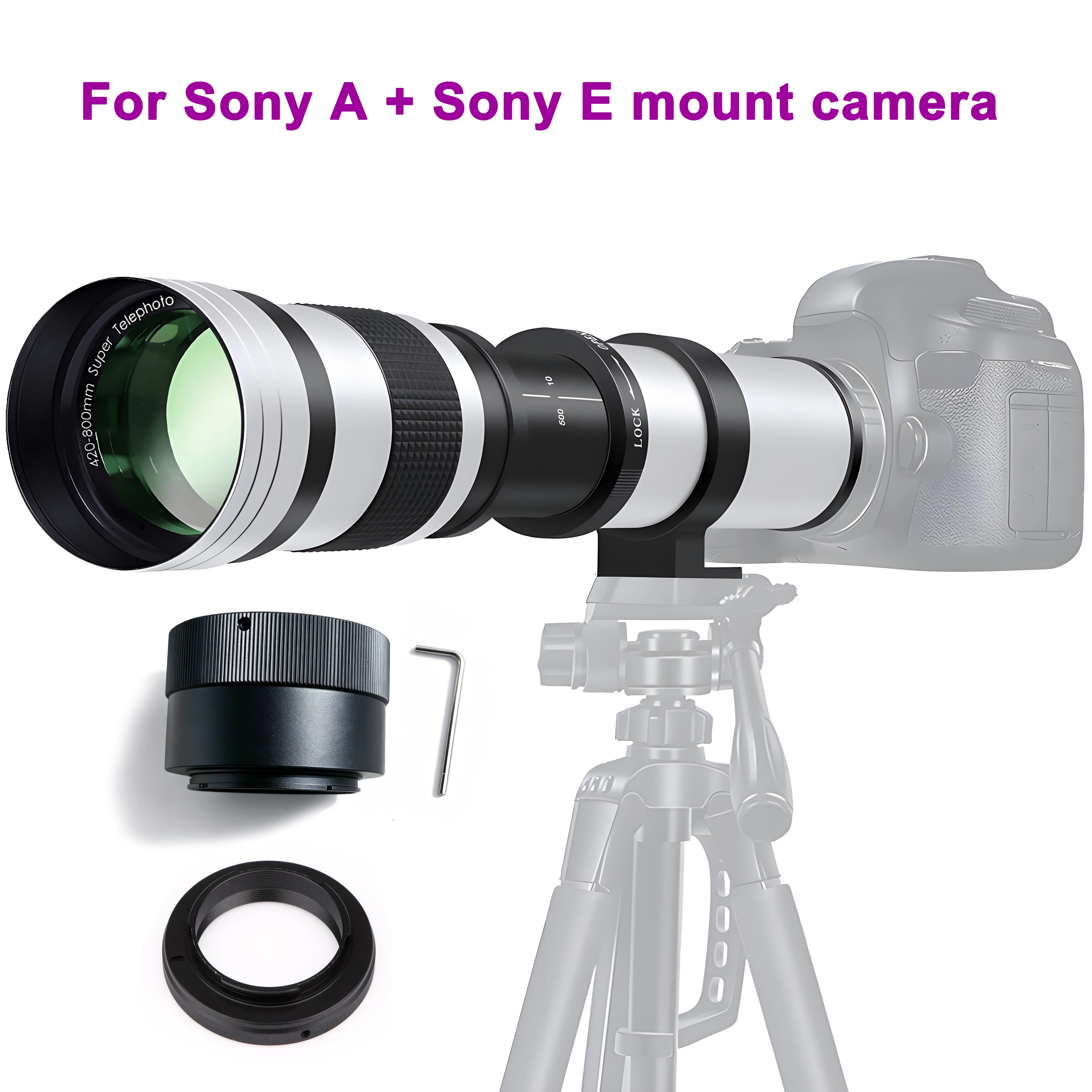 Super Telephoto Manual Zoom Lens 420-800mm F8.3-16 With T2 Ring
