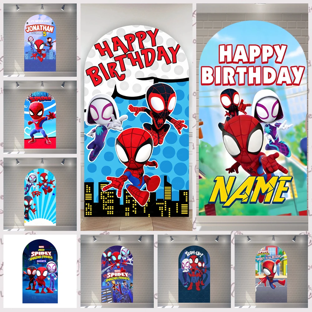 Spider-Man and His Amazing Friends Backdrop Superhero Theme Kids Boys Birthday Party Custom Decoration Baby Shower Supplies Prop