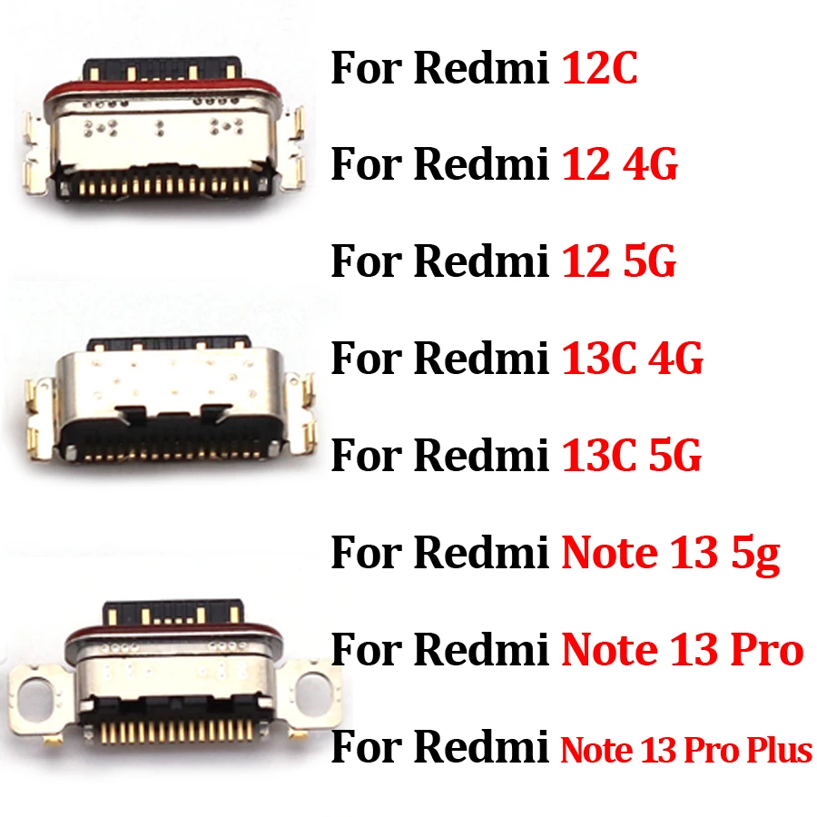 2PCS New For Xiaomi Redmi 12C 13C 12 4G 5G Note 13 Pro Plus USB Charging Dock Connector Port Board Flex Cable Repair Parts