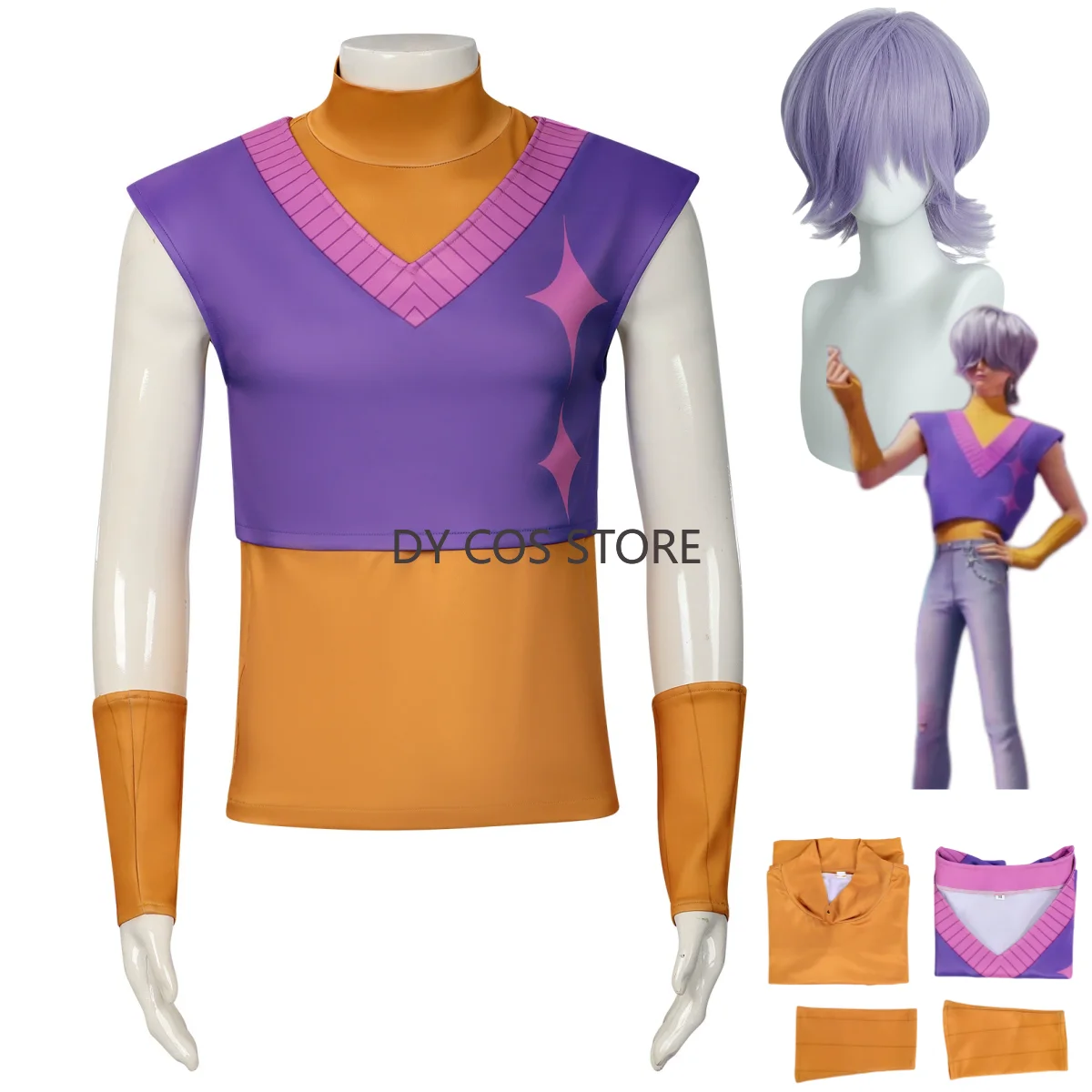 

Аниме фильмы Hunter Saja Boys Mystery Косплей Костюм Желтый жилет с высокой подкладкой на шее Парик Мужчина Женщина Карнавальный костюм на Хэллоуин