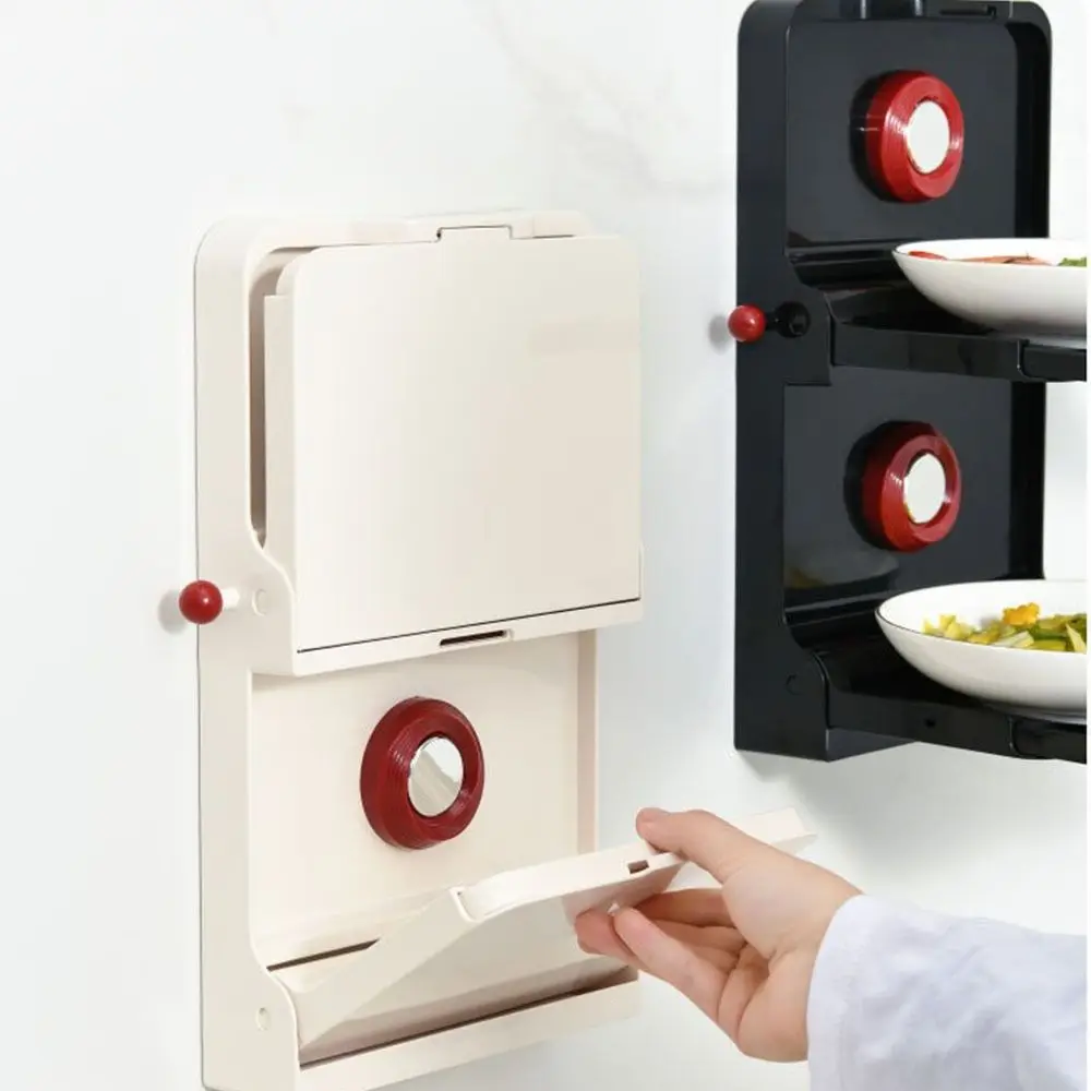 

Multi-layer Food Preparation Rack Foldable Suction Cup Type Kitchen Storage Rack Wall Mounted Space Saving