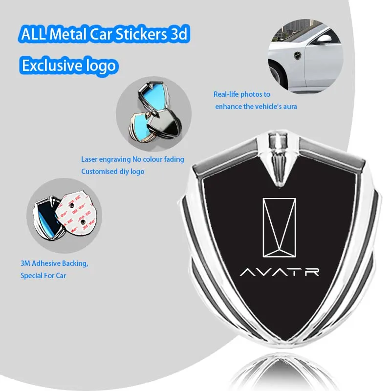 

For Avatr 11 07 12 Parts Sticker Key Case Interior Car Key Case Accessories Car Stickers Body 3D Metal Shield Emblem Sticker