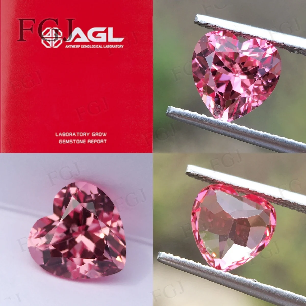 

Heart Cut Lab Created Padparadscha Sapphire With AGL Fine Gemstone Beads For Women Earring Necklace Jewelry Making DIY Charms