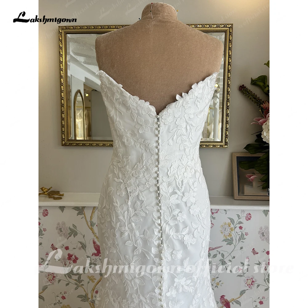 Lakshmigown Attraktive trägerlose Meerjungfrauen-Hochzeitskleider für Frauen, Brautkleider mit Spitzenapplikationen, Vestidos De Novia, maßgeschneidert. – Detail 8