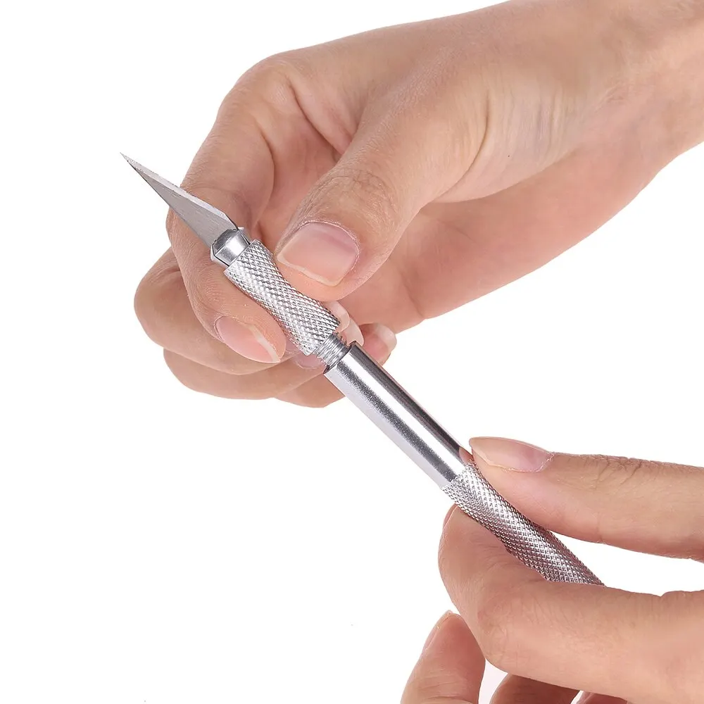 2 Handles 10 Blades Rubber Stamp Carving Knife Cell Phone Film Carving Knife Pen Knife Students with Handbook Art Knife