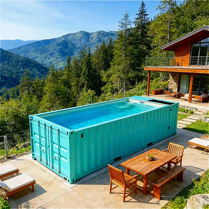 Luxury shipping container pool 40ft waterproof durable outdoor above ground pool garden terrace backyard relaxation Customized