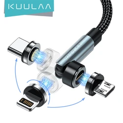 KUULAA 540 Rotate Magnetic Cable Fast Charging Magnet Charger Micro USB Type C Cable Mobile Phone Wire Cord For iPhone Xiaomi