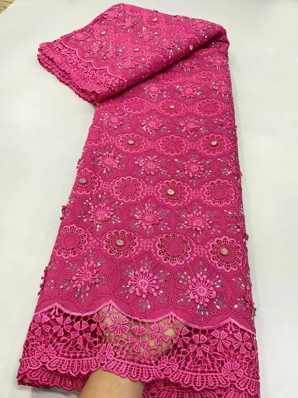 

African Nigerian Tulle Lace Fabric,Sequins Embroidery, French Guipure Party Dress Fabric for Sewing, High Quality, 5Yards, 2026