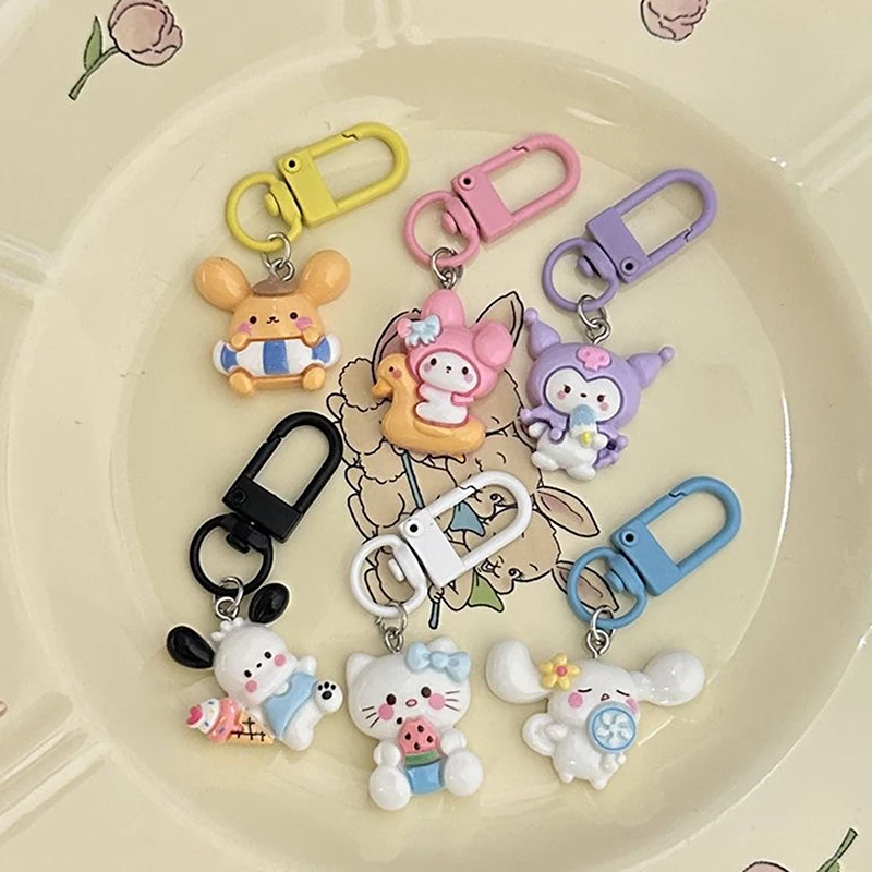 Porte-clés avec pendentif My Melody, Sanurgente, Kuromi, Hello Kitty, Cinnamoroll Anime, Purin Keyring, Cartoon Bag Charms, Kawaii, Cute