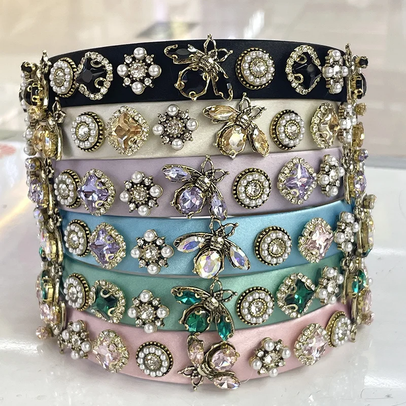 

Baroque Rhinestone Glass Bee Handmade Headband Hair Accessory