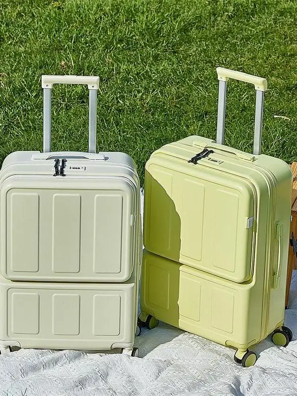 lightweight-multi-functional-korean-style-women's-travel-suitcase-with-front-opening-pull-rod-password-lock-carry-on-bag