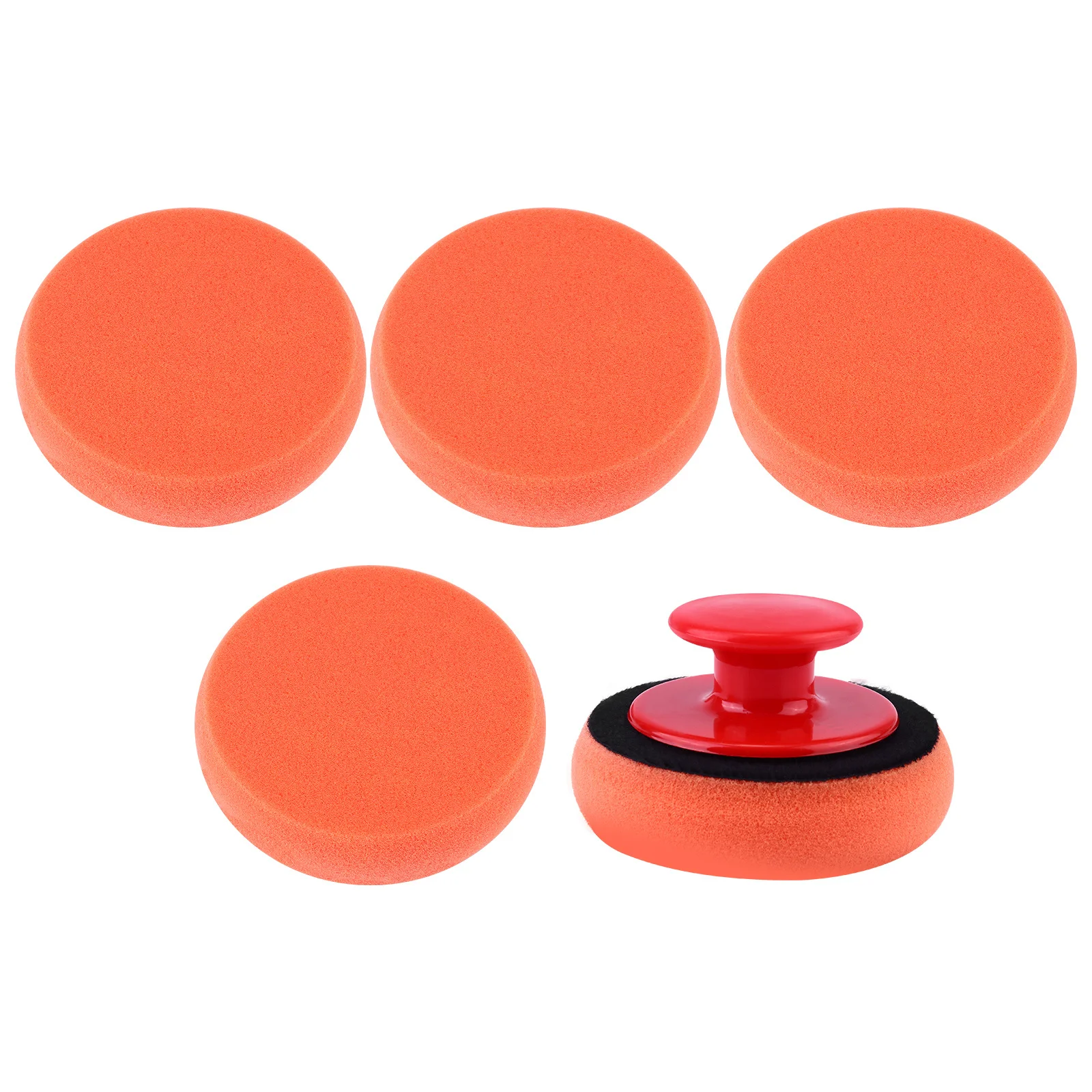 

6 pcs Car Polishing Sponge Tools With Handle For Auto Waxing Sealing Durable Buffing Pad Car Body Polishing Pad Waxing Hand