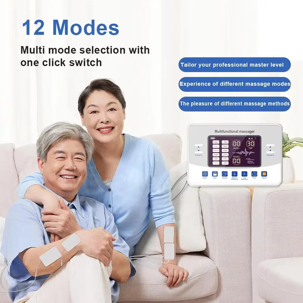 12 Modes TENS Machine EMS Muscle Low Frequency Therapy Device Stimulator Home Electronic Pulse Massager Myostimulation Apparatus