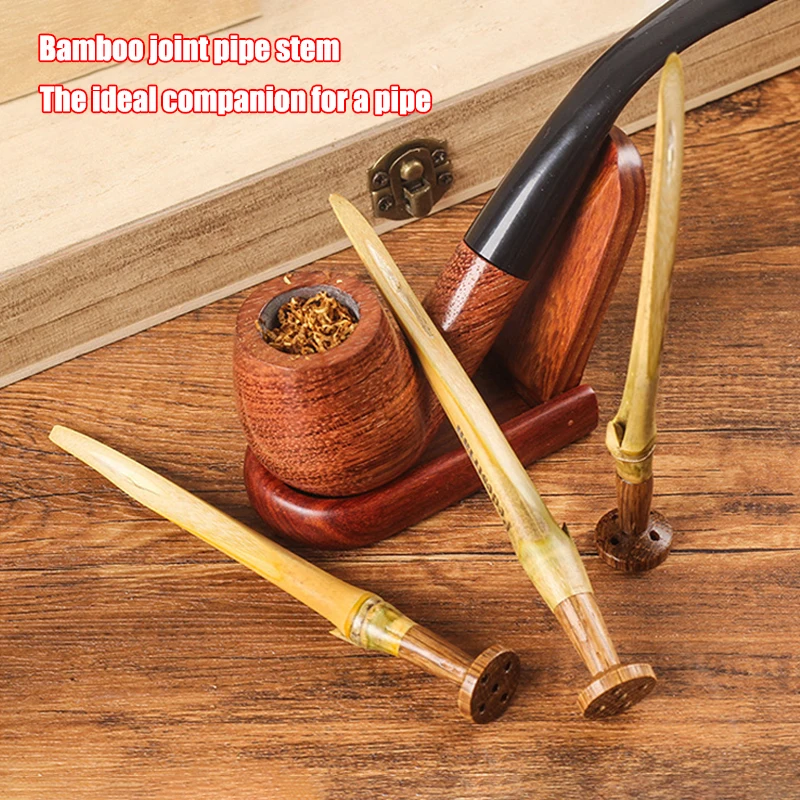 PERFECT Pipe Accessory Bamboo Joint Pipe Pressure Rod Natural Solid Wood Hollowed-Out Imitation Flame-Out Cleaning 2-In-1
