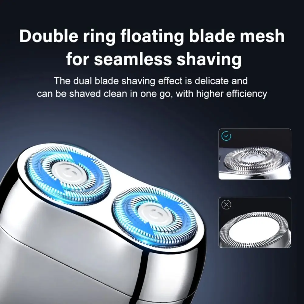 Rechargeable Ultra Clean Double Head Razor Washable Digital Display Electric Shaver Silent Quiet Operations Mini Shaving Men