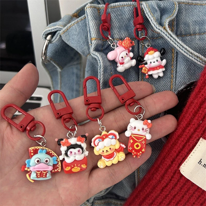 Sanrio Hello Kitty Doll Pendant Keyring Exquisite New Year Anime Doll Keychain Fashionable Backpack Decoration Accessories Gifts