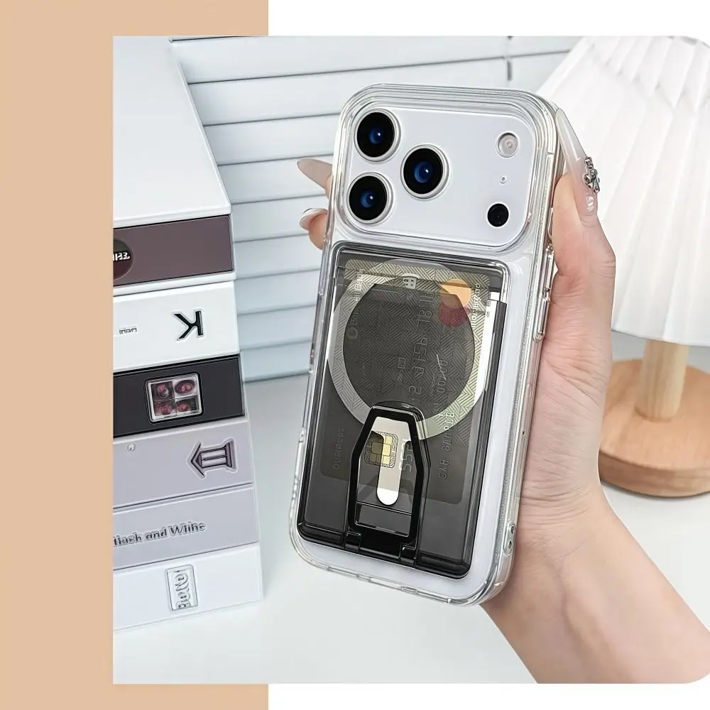 

Устойчивый к царапинам акриловый прозрачный магнитный держатель для карт MagSafe Wallet, прочный, для iPhone 17, 16, 15, 14, 13, 12, 11