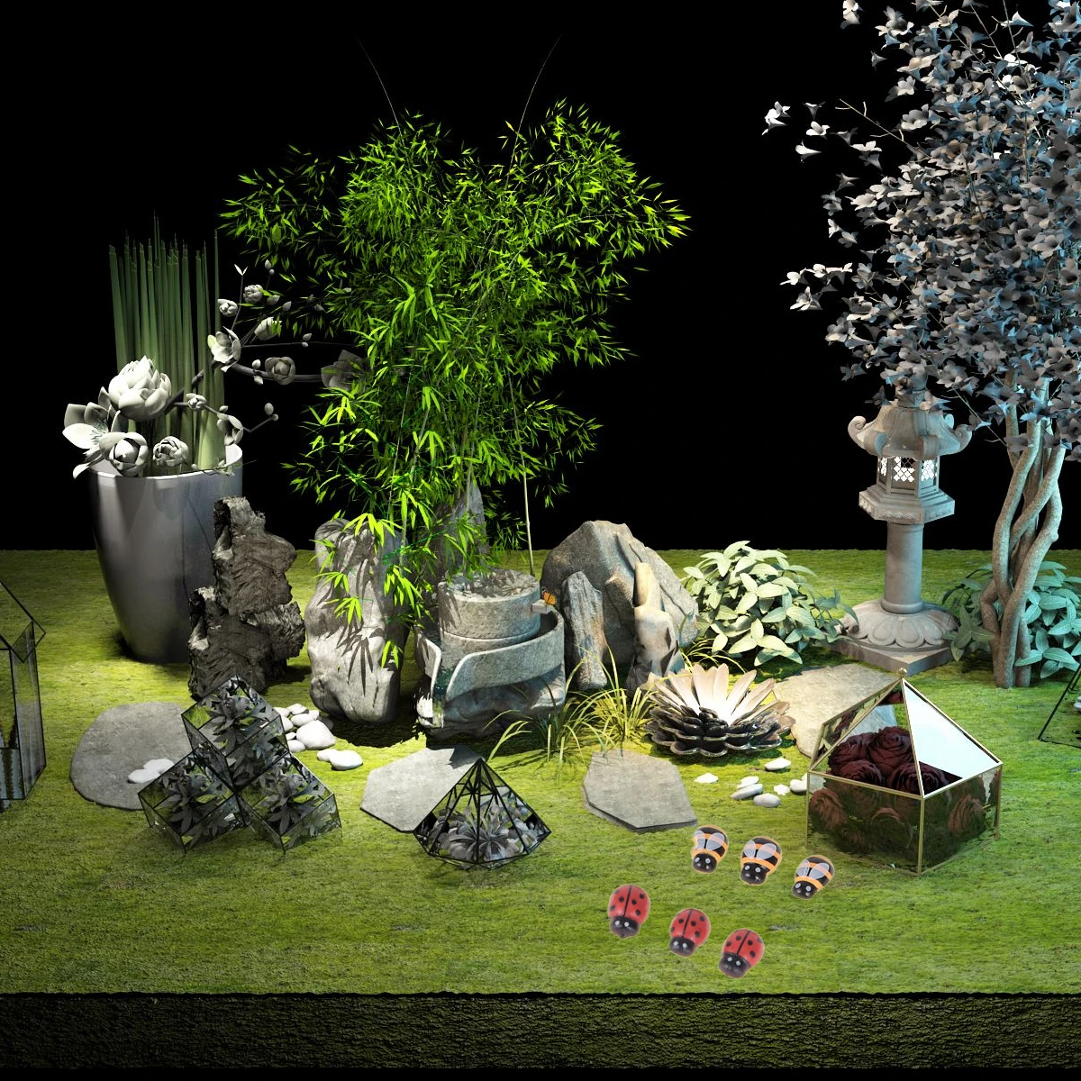 

120 pcs Mini Landscape Ornaments Bright Colorful DIY Kids Toy Mini Simulation Ladybugs Simulative Bee Shaped Garden Statue