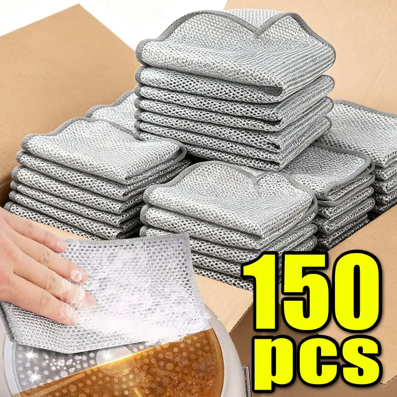 Magic Cleaning Cloth Thickened Double -sided Metal Steel Wire Rags Kitchen Dish Pot Washdishing Cloths Towel Clean Tools