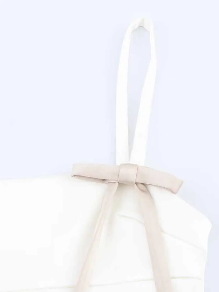 New women's clothing European and American style fashion trend temperament versatile suspender bow dress mini short skirt