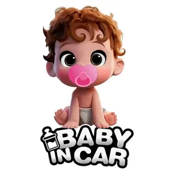 Personality Funny Self Adhesive Paper Baby Sticker In Car Bumper Waterproof Scratch Decorative Sticker on Rear Window, 10cm