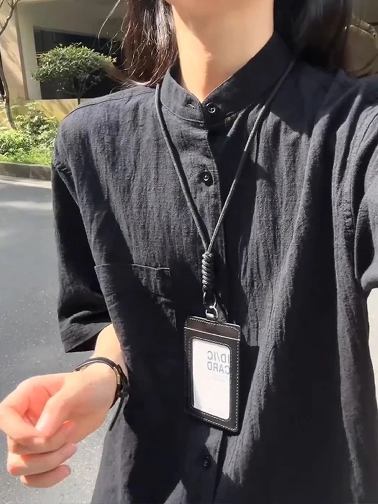 

Новый китайский мужской повседневный свободный крой irt ort Sve, хлопок и лен, тонкий элитный летний дышащий топ с воротником-стойкой