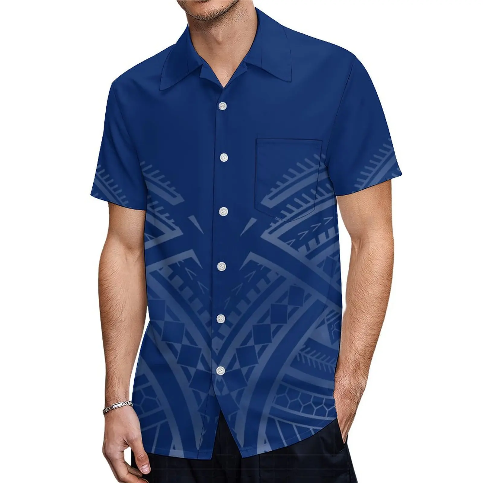 Set di coppie di tribù polinesiane personalizzate abito da festa a maniche corte da donna stampato con camicia a maniche corte Aloha da uomo